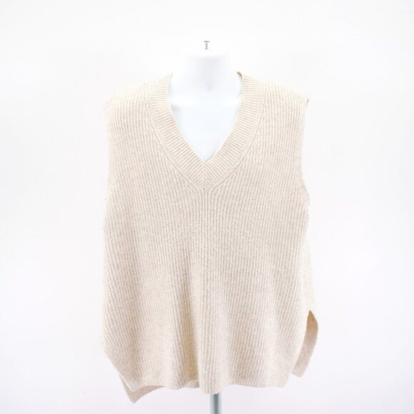 Vince Camuto XL Knit V-Neck Sweater Vest Pullover Tan Knit Acrylic Polyester Spa - Picture 1 of 9
